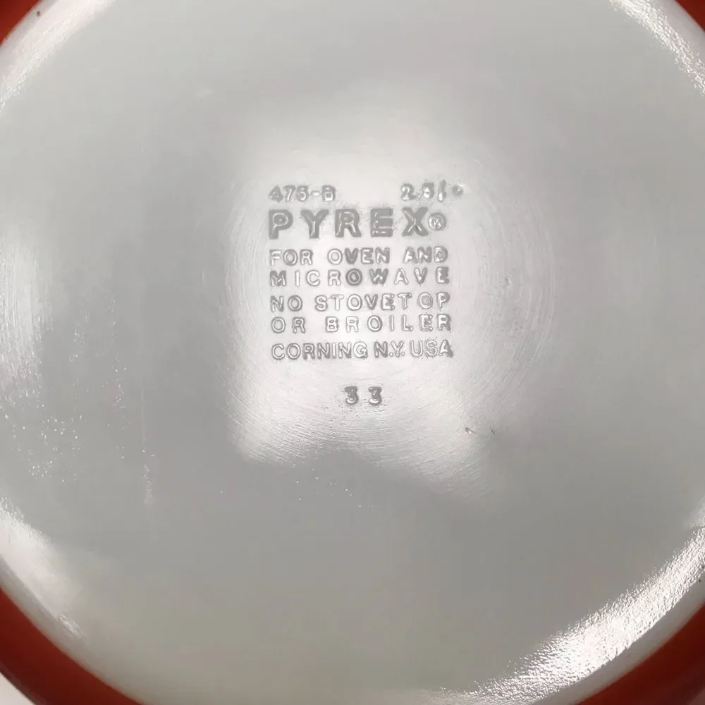 Vintage Pyrex rust Autumn Harvest 475-B 2.5 quart casserole dish with lid‎